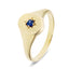 Mens Single Blue Sapphire Signet Ring 0.07ct in 9k Yellow Gold