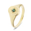 Mens Single Emerald Signet Ring 0.06ct in 9k Yellow Gold