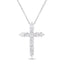 Modern Diamond Cross Pendant Necklace 0.25ct in 18k White Gold - All Diamond
