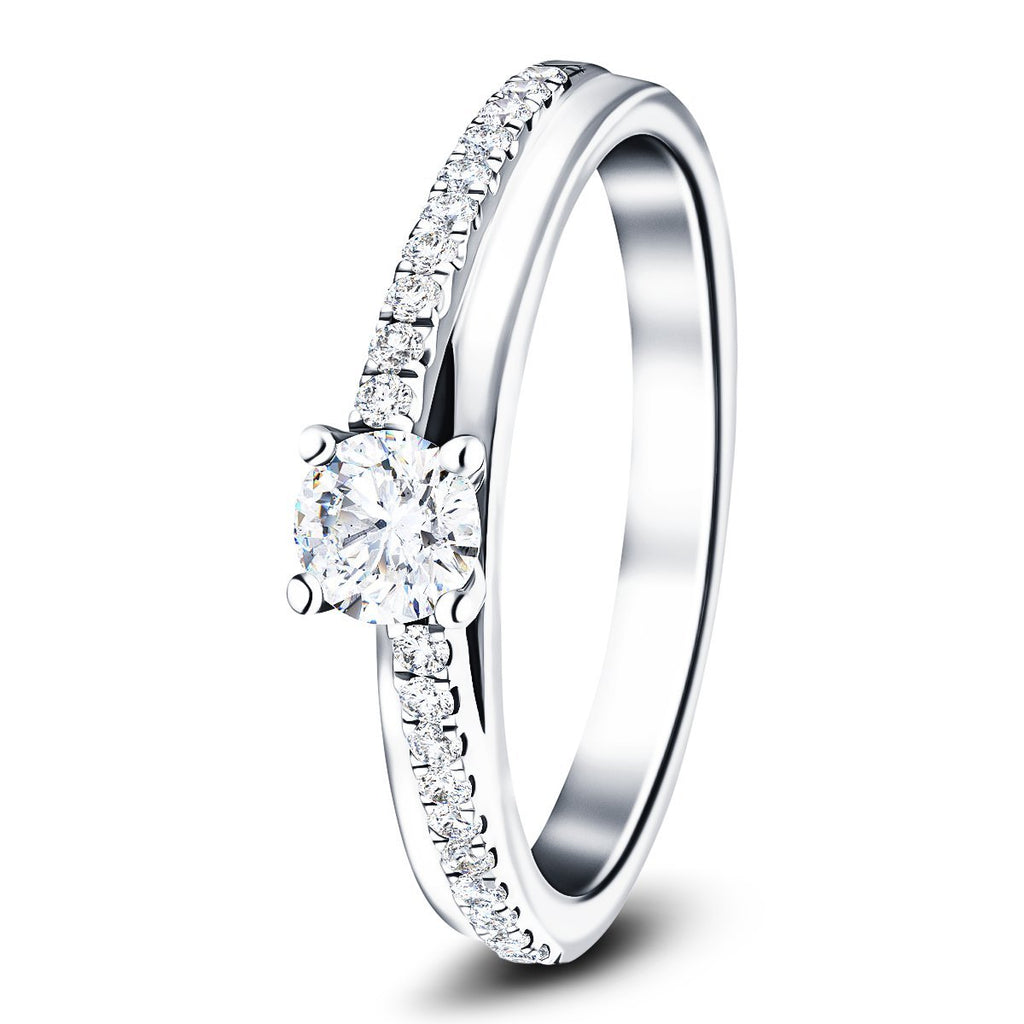Modern Diamond Shoulder Set Engagement Ring 0.30ct G/SI 18k White Gold - All Diamond
