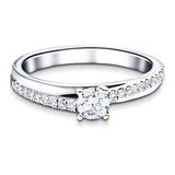 Modern Diamond Shoulder Set Engagement Ring 0.30ct G/SI 18k White Gold - All Diamond