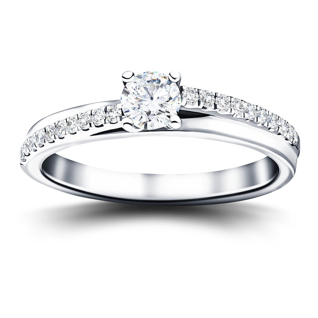 Modern Diamond Shoulder Set Engagement Ring 0.50ct G/SI 18k White Gold - All Diamond