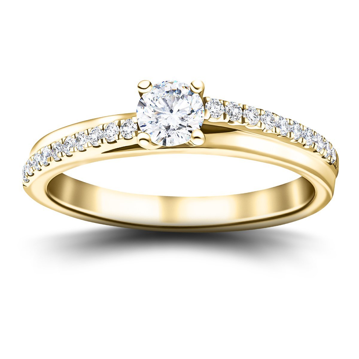 Modern Diamond Shoulder Set Engagement Ring 0.50ct G/SI 18k Yellow Gold - All Diamond