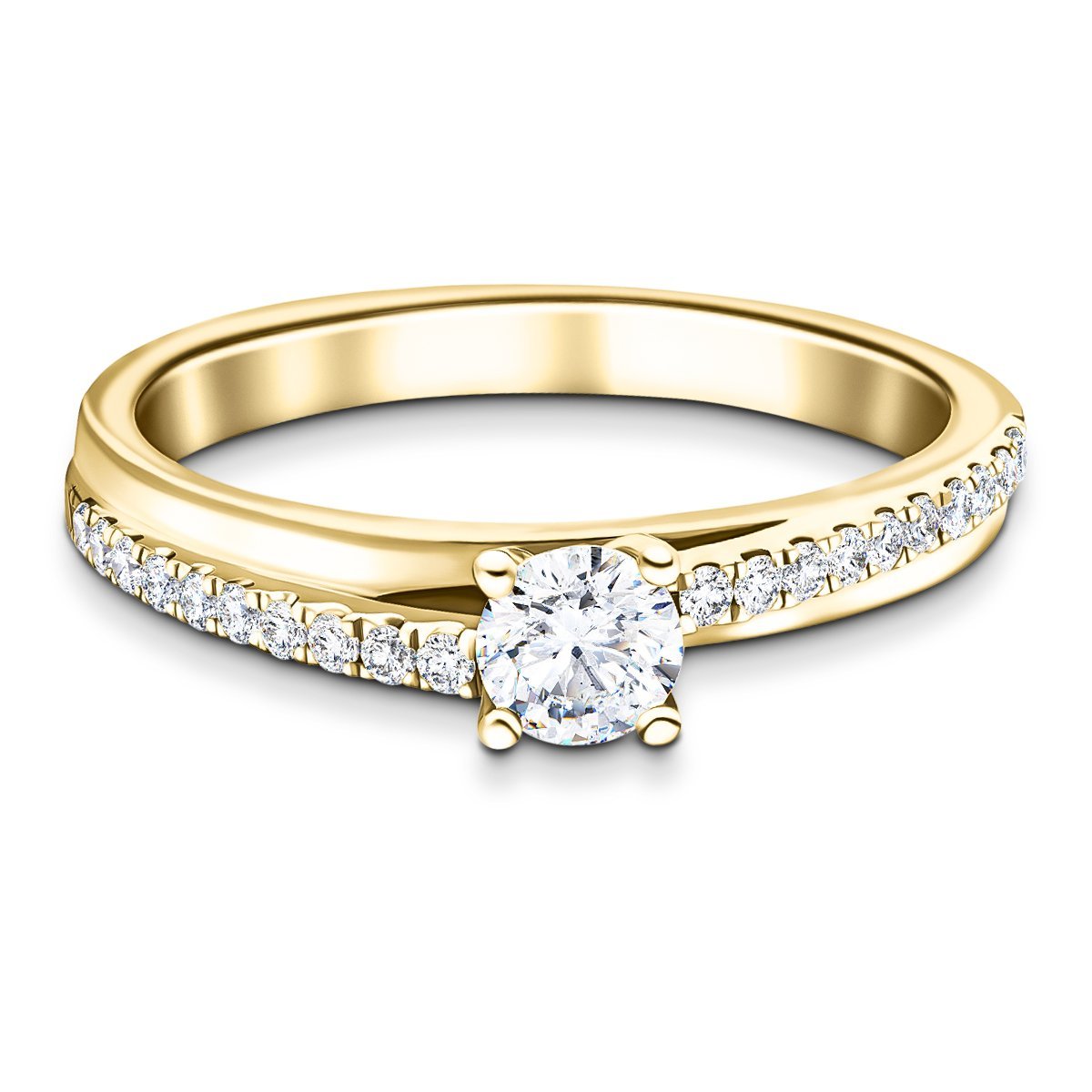 Modern Diamond Shoulder Set Engagement Ring 0.50ct G/SI 18k Yellow Gold - All Diamond