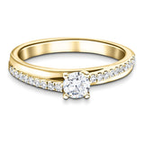 Modern Diamond Shoulder Set Engagement Ring 0.50ct G/SI 18k Yellow Gold - All Diamond