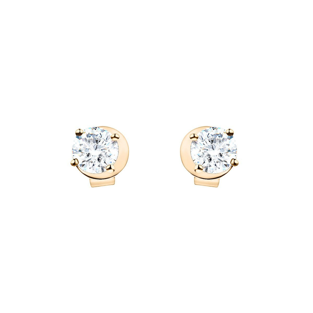 Modern Diamond Stud Earrings 0.50ct G/SI Quality in 18k Yellow Gold - All Diamond