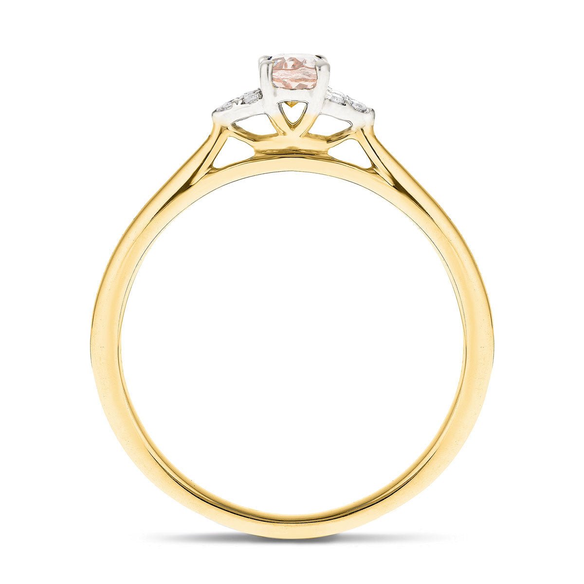 Morganite 0.30ct Diamond 0.03ct Cluster Ring 9k Yellow Gold - All Diamond