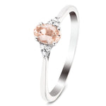 Morganite 0.35ct Diamond 0.04ct Cluster Ring 9k White Gold - All Diamond