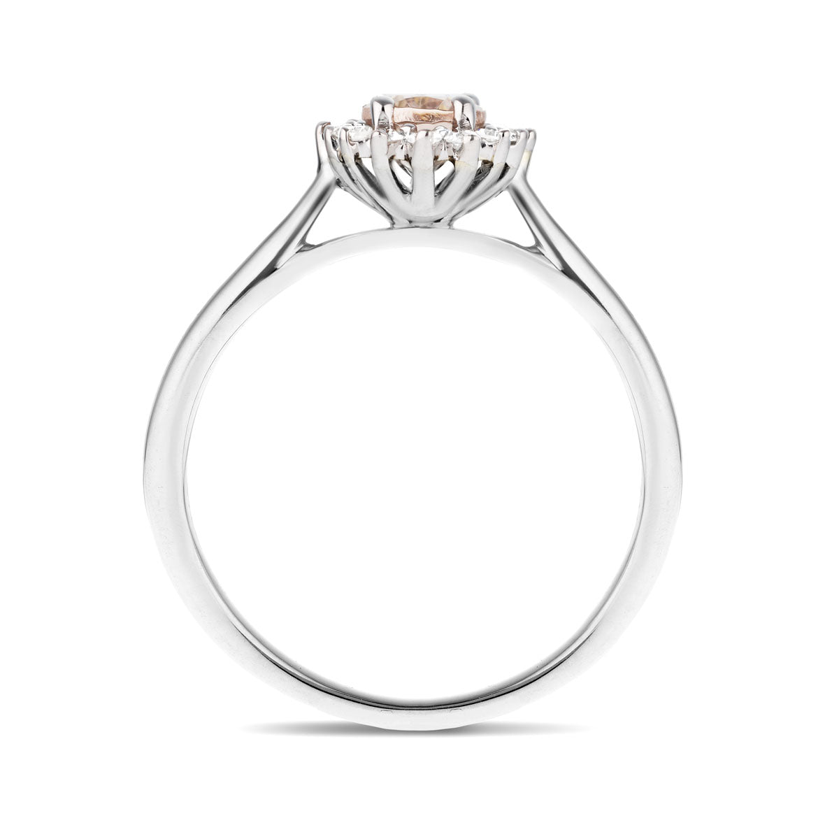 Morganite 0.40ct and Diamond 0.10ct Ring In 9K White Gold - All Diamond