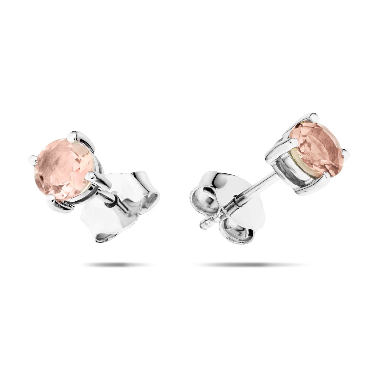 Morganite Solitaire Earrings 0.90ct in 9k White Gold 5.0mm - All Diamond