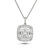 Moveable Diamond Cluster Necklace Pendant 1.05ct 18k Gold 13.0mm - All Diamond