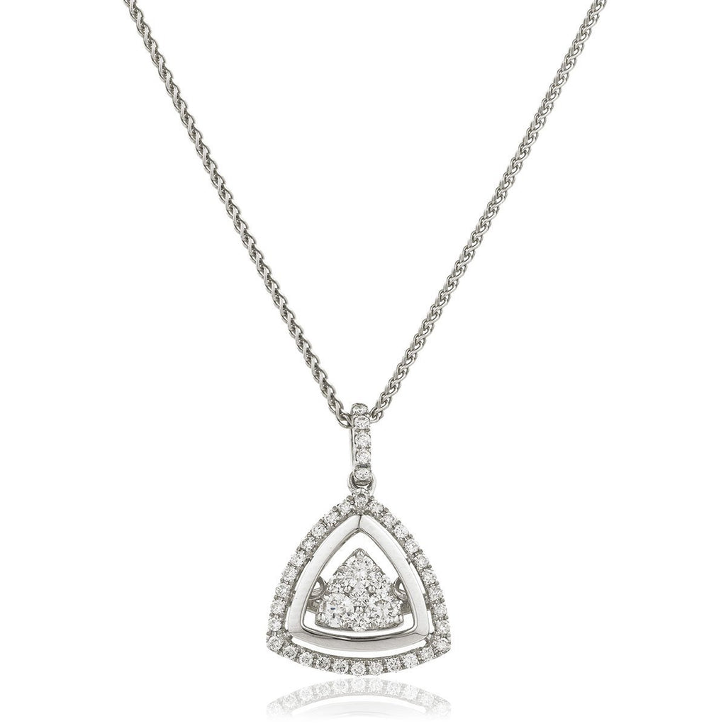 Moveable Diamond Cluster Pendant Necklace 0.40ct 18k Gold 13x19 - All Diamond