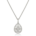 Moveable Diamond Cluster Pendant Necklace 0.45ct 18k Gold 12.0mm - All Diamond