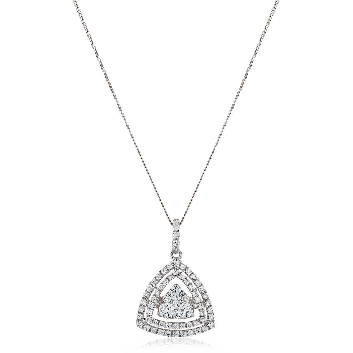 Moveable Diamond Cluster Pendant Necklace 0.50ct 18k Gold 13x19 - All Diamond