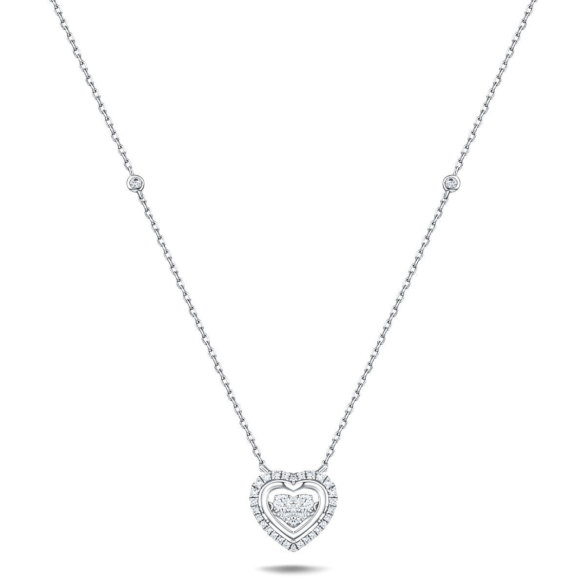 Moveable Diamond Cluster Pendant Necklace 0.65ct 18k Gold 13x14 - All Diamond