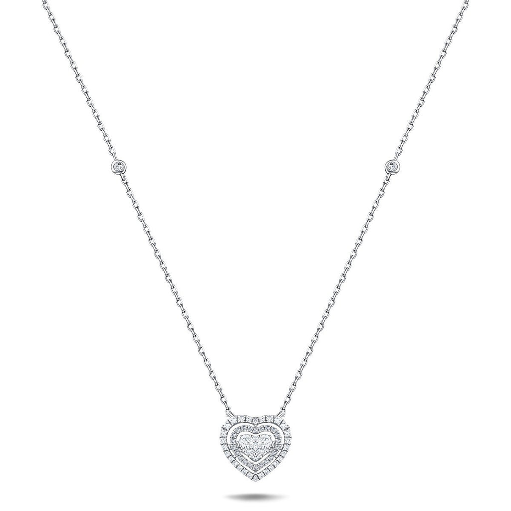 Moveable Diamond Cluster Pendant Necklace 0.80ct 18k Gold 13x14 - All Diamond