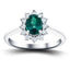 Oval 0.45ct Emerald 0.20ct Diamond Cluster Ring 18k White Gold - All Diamond