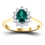 Oval 0.45ct Emerald 0.20ct Diamond Cluster Ring 18k Yellow Gold - All Diamond