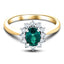 Oval 0.45ct Emerald 0.20ct Diamond Cluster Ring 18k Yellow Gold - All Diamond