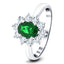 Oval 0.45ct Emerald 0.30ct Diamond Cluster Ring 18k White Gold - All Diamond
