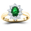 Oval 0.45ct Emerald 0.30ct Diamond Cluster Ring 18k Yellow Gold - All Diamond