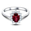 Oval 0.50ct Ruby 0.20ct Diamond Cluster Ring 18k White Gold - All Diamond