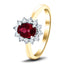 Oval 0.50ct Ruby 0.20ct Diamond Cluster Ring 18k Yellow Gold