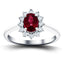 Oval 0.50ct Ruby 0.20ct Diamond Cluster Ring in Platinum - All Diamond