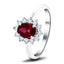 Oval 0.50ct Ruby 0.20ct Diamond Cluster Ring in Platinum