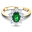 Oval 0.80ct Emerald 0.60ct Diamond Cluster Ring 18k Yellow Gold - All Diamond