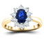 Oval 1.00ct Blue Sapphire 0.60ct Diamond Cluster Ring 18k Yellow Gold - All Diamond