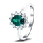 Oval 1.15ct Emerald 0.50ct Diamond Cluster Ring 18k White Gold
