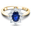 Oval 1.50ct Blue Sapphire 1.00ct Diamond Cluster Ring 18k Yellow Gold - All Diamond