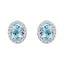 Oval 2.50ct Aquamarine & Diamond Cluster Earrings in 18k White Gold - All Diamond