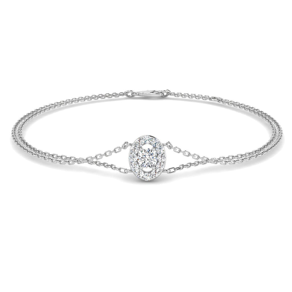 Oval Halo Diamond Bracelet 0.30ct G/SI Quality in 18k White Gold - All Diamond