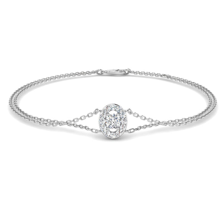 Oval Halo Diamond Bracelet 0.30ct G/SI Quality in 18k White Gold