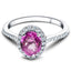 Oval Pink Sapphire & Diamond 1.88ct Halo Ring in Platinum - All Diamond
