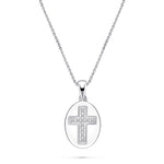 Pave Diamond Cross Pendant Necklace 0.04ct G/SI in 9k White Gold - All Diamond