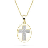 Pave Diamond Cross Pendant Necklace 0.04ct G/SI in 9k Yellow Gold - All Diamond