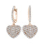Pave Diamond Drop Heart Earrings 0.90ct G/SI Quality 18k Rose Gold