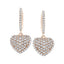 Pave Diamond Drop Heart Earrings 0.90ct G/SI Quality 18k Rose Gold - All Diamond