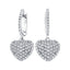 Pave Diamond Drop Heart Earrings 0.90ct G/SI Quality 18k White Gold - All Diamond