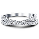 Pave Diamond Half Eternity Crossover Ring 0.50ct G/SI 18k White Gold - All Diamond