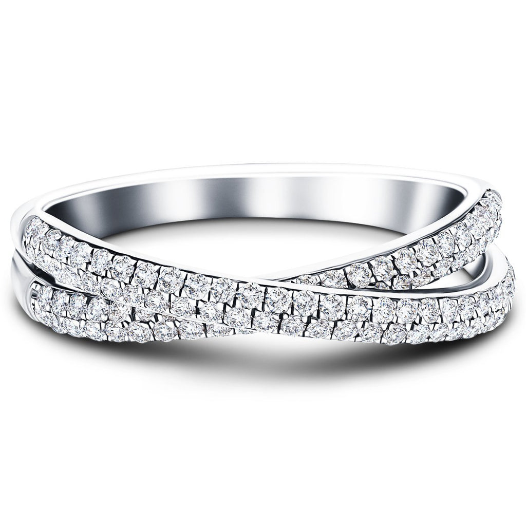Pave Diamond Half Eternity Crossover Ring 0.50ct G/SI in Platinum - All Diamond
