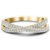 Pave Diamond Half Eternity Crossover Ring 1.00ct G/SI 18k Yellow Gold - All Diamond