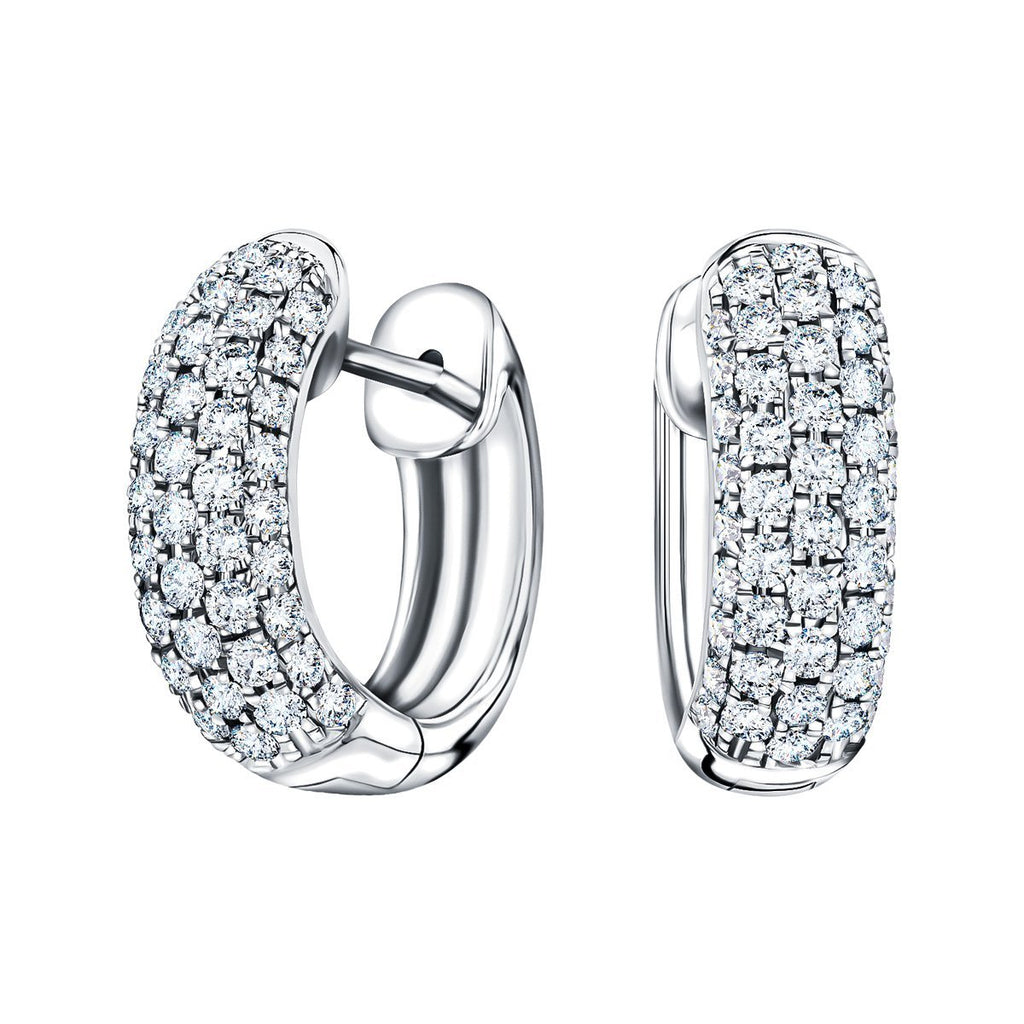 Pave Diamond Hoop Earrings 1.75ct G/SI Quality in 18k White Gold - All Diamond