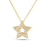 Pave Diamond Star Necklace 0.15ct G/SI Quality in 9k Yellow Gold - All Diamond