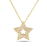 Pave Diamond Star Necklace 0.15ct G/SI Quality in 9k Yellow Gold - All Diamond