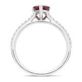 Pear Dark Pink Sapphire and Diamond Engagement Ring 1.50ct 18k White Gold - All Diamond