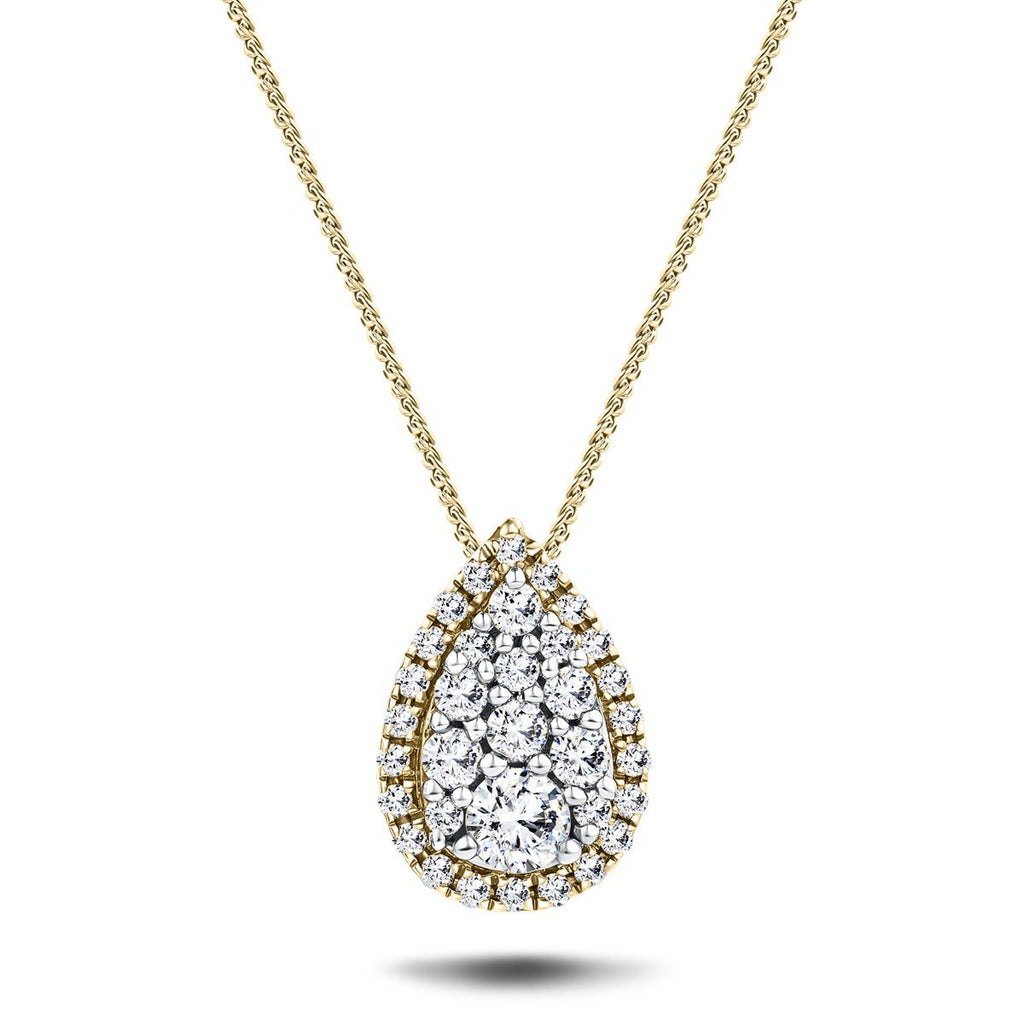 Pear Diamond Cluster Pendant Necklace 0.25ct G/SI in 18k Yellow Gold - All Diamond